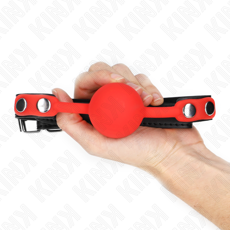 KINK - BÂILLON À BOULE EN SILICONE ROUGE 4 CM 60 x 2 CM
