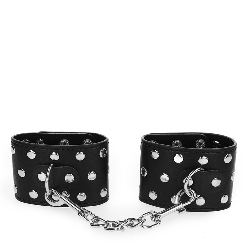 KINK - ATTACHES DE POIGNET AVEC FERMETURE À PRESSION PLEINES DE RIVETS NOIRES RÉGLABLES 19-24 CM X 5,5 CM