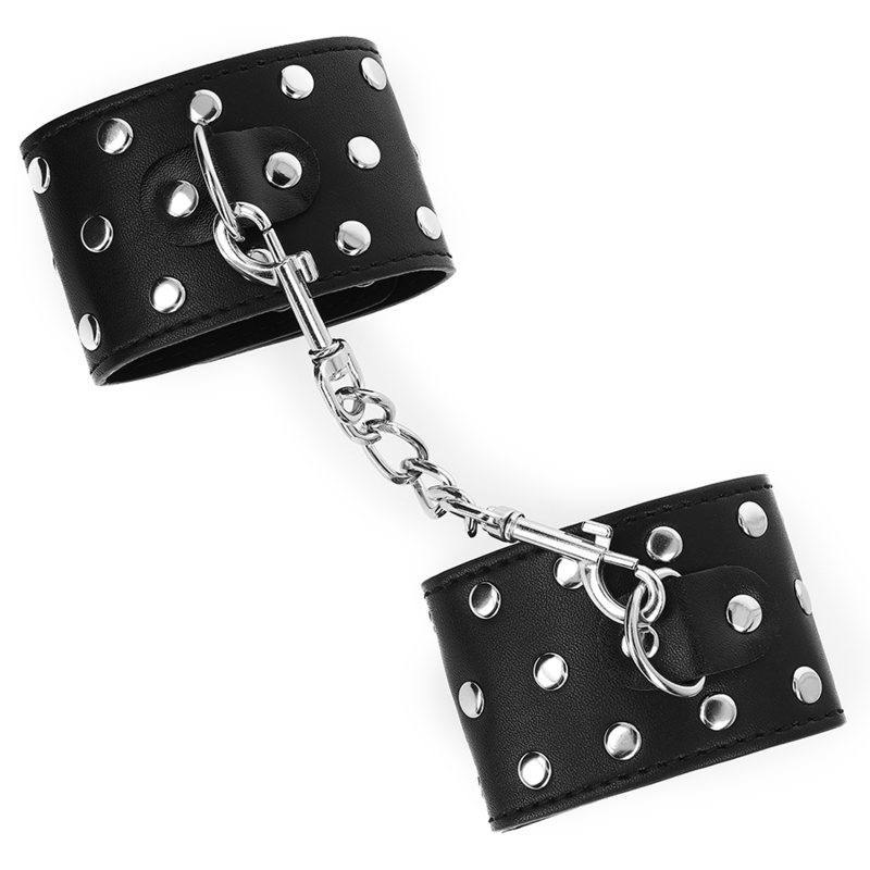 KINK - ATTACHES DE POIGNET AVEC FERMETURE À PRESSION PLEINES DE RIVETS NOIRES RÉGLABLES 19-24 CM X 5,5 CM
