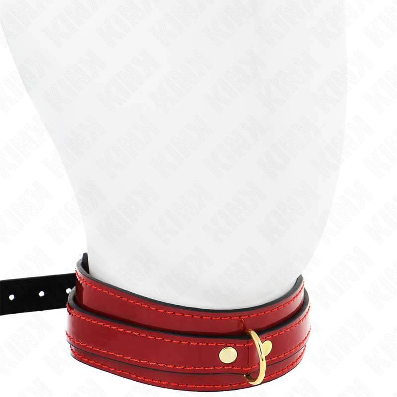 KINK - COLLIER RÉGLABLE ROUGE VIN AVEC DÉTAILS DORÉS 29-42,5 CM X 4 CM