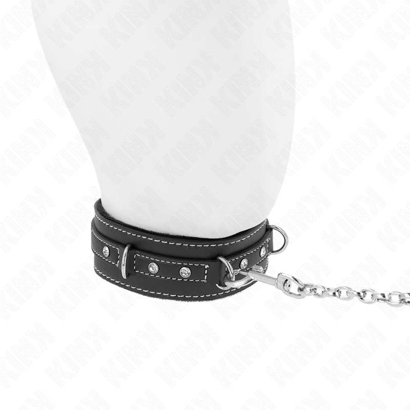 KINK - COLLAR DE CUERO PVC CON CINTURÓN 105 CM REMACHE DE DIAMANTES 41,5 X 4 CM