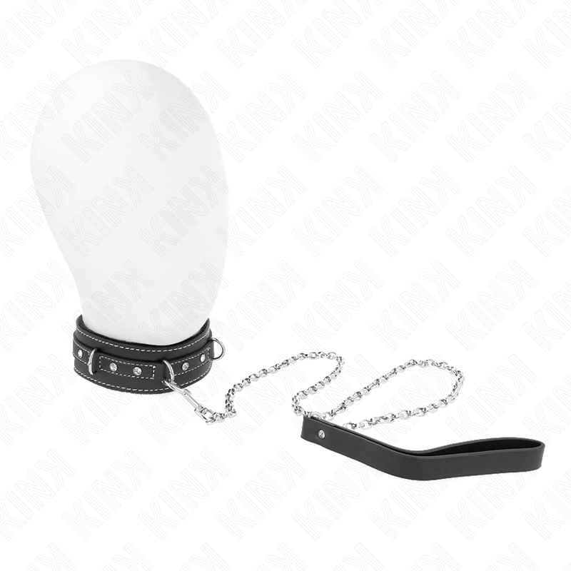 KINK - COLLAR DE CUERO PVC CON CINTURÓN 105 CM REMACHE DE DIAMANTES 41,5 X 4 CM