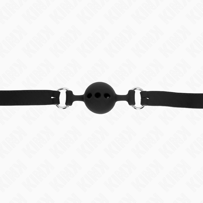 KINK - BÂILLON ENTIÈREMENT EN SILICONE 55 x 2 CM AVEC BOULE DE 4 CM TAILLE S NOIR RÉGLABLE 35-51 CM