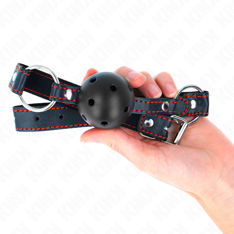 KINK - BÂILLON-BALLE NOIR CREUX ET DUR MODÈLE 2 65 x 2,5 CM
