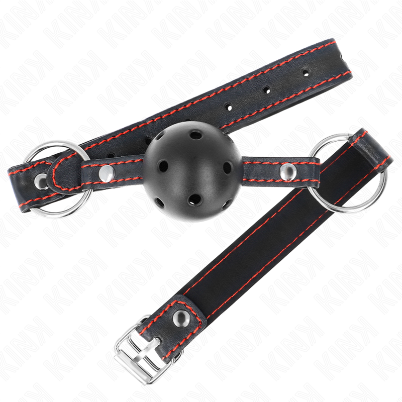 KINK - BÂILLON-BALLE NOIR CREUX ET DUR MODÈLE 2 65 x 2,5 CM