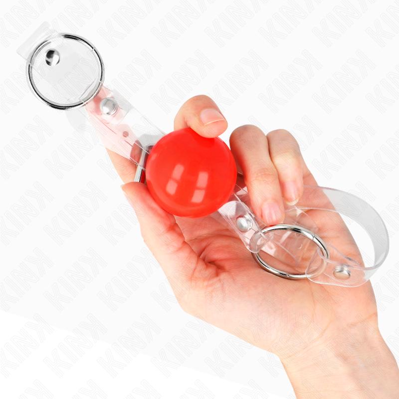 KINK - BALLE PVC TRANSPARENTE ROUGE 4 CM BÂILLON RÉGLABLE