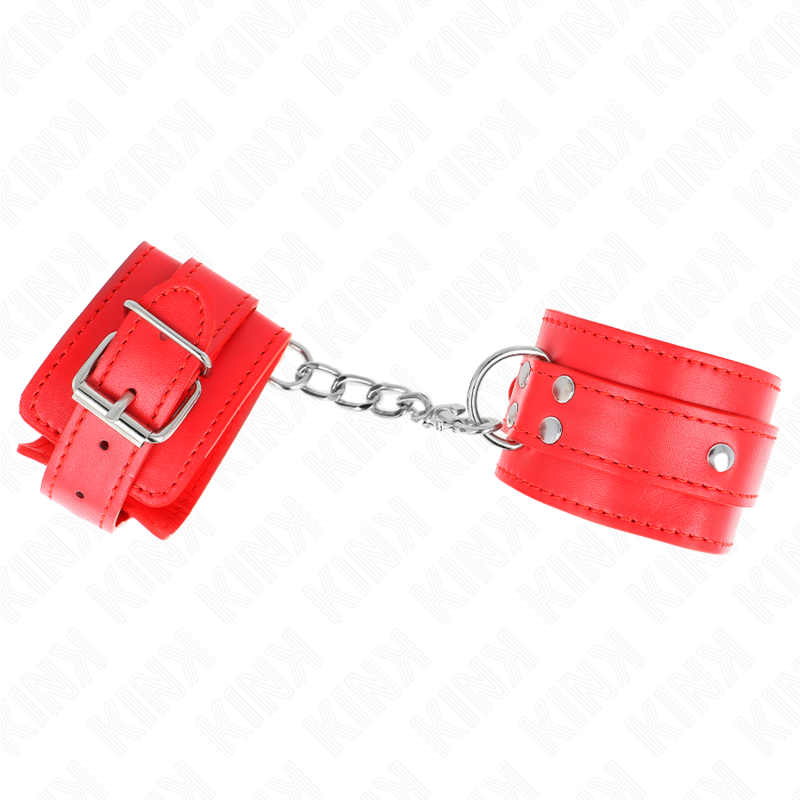 KINK - ATTACHES DE POIGNET À 3 ANNEAUX EN D RÉGLABLES ROUGES 17,5-25 CM X 6 CM