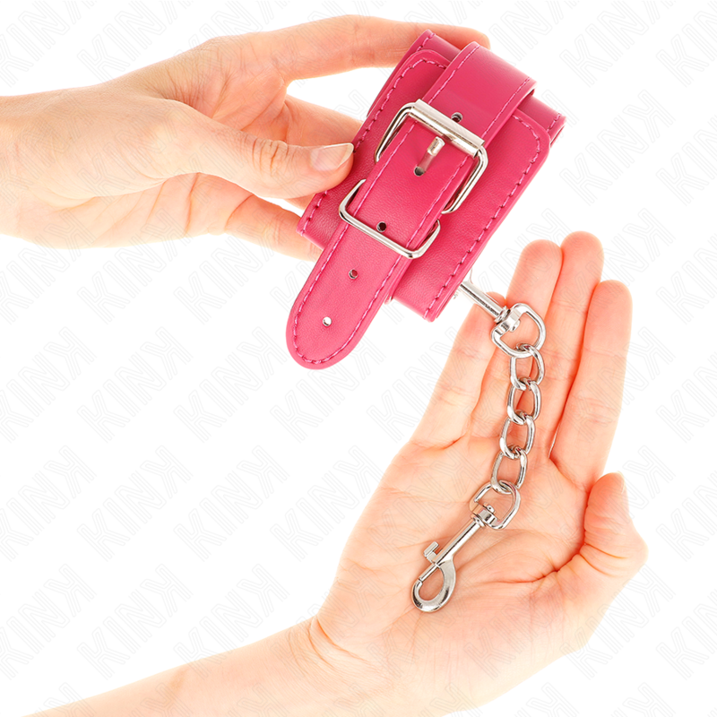 KINK - SUJECIONES DE MUÑECA ROSA FRAMBUESA CON FORRO ROSA FRAMBUESA AJUSTABLE 20-28 CM X 5.5 CM