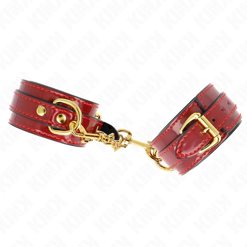 KINK - JOANNA ANGEL POIGNETS ROUGES RÉGLABLES AVEC CHAÎNE EN OR 16,5-26 CM X 4 CM