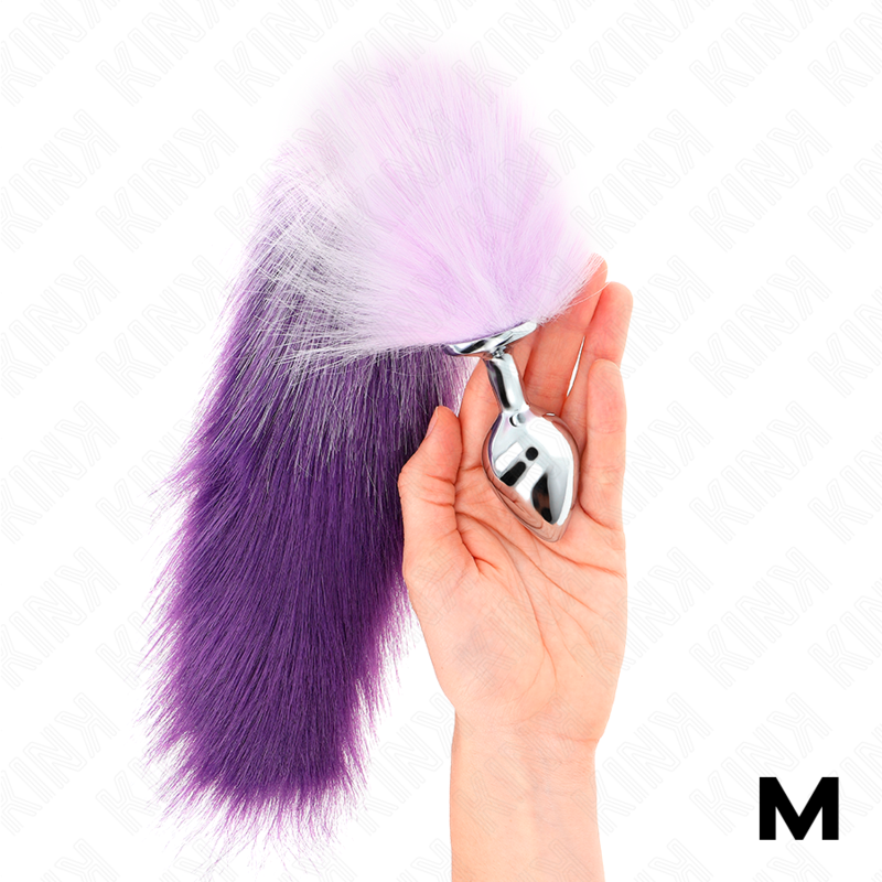 KINK - PLUG ANAL TAMAÑO M 8 X 3.5 CM CON COLA SINTÉTICA 40 CM MORADO