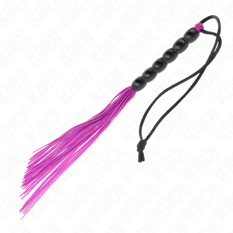 KINK - MINI FOUET EN SILICONE AVEC 6 PERLES VIOLETTES 26 CM