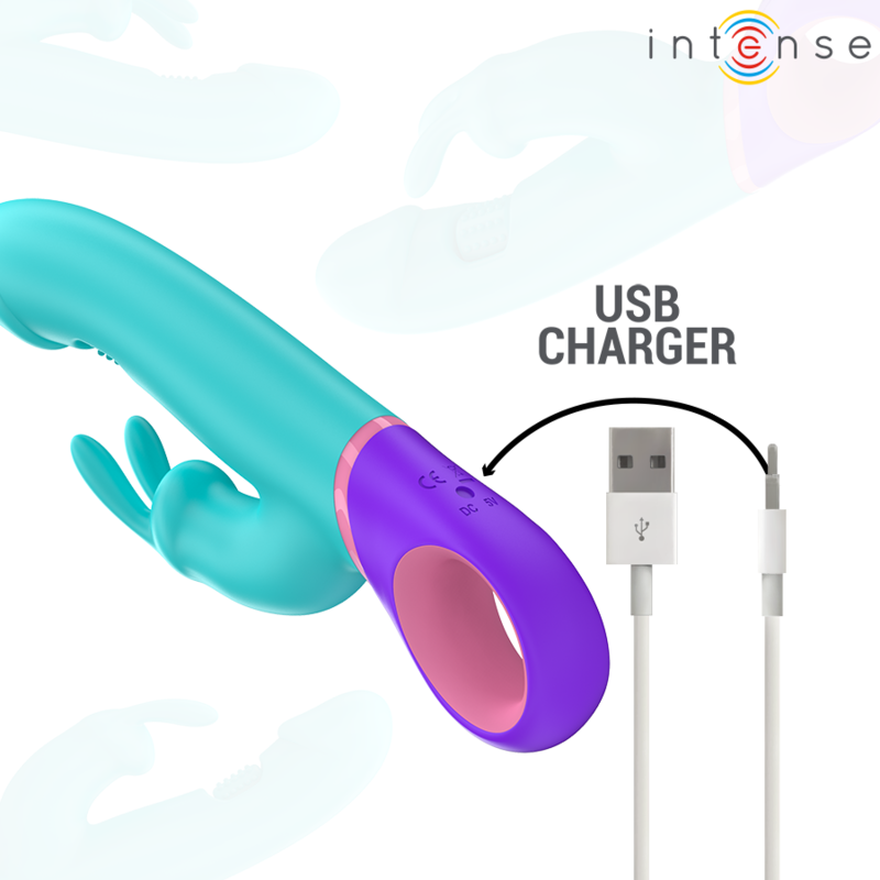 INTENSE - VIBRATEUR MONICA RABBIT AVEC STIMULATEUR DE POINT G ROTATIF BLEU