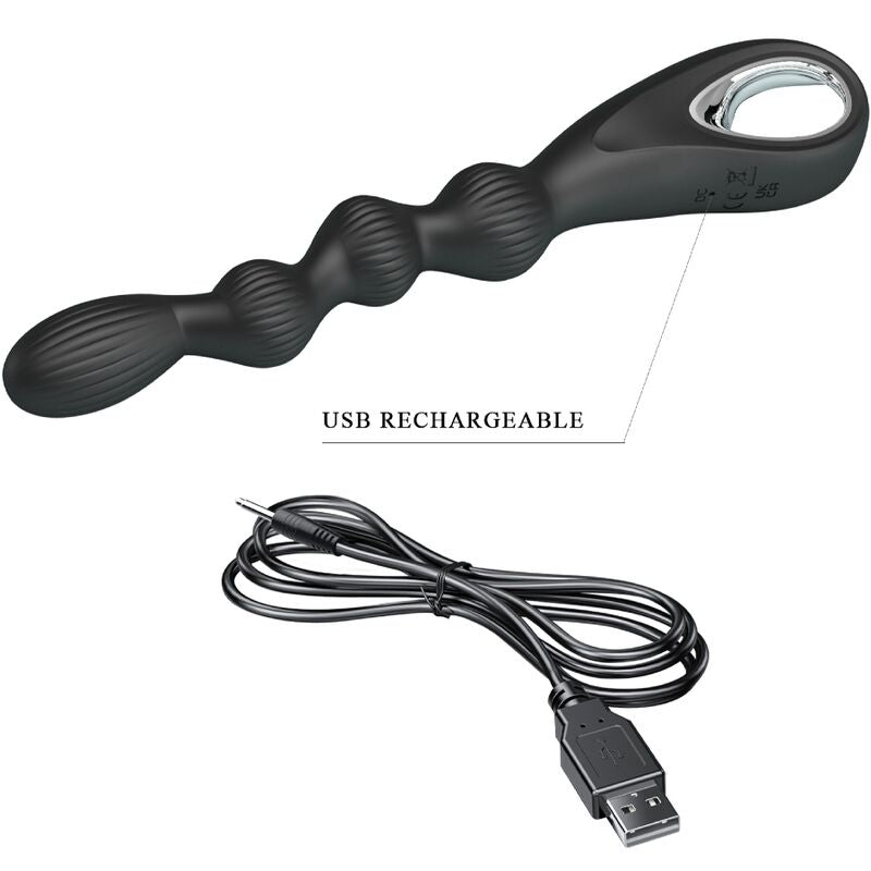 PRETTY LOVE - FEDERER ANAL VIBRATOR 12 VIBRATIONS BLACK