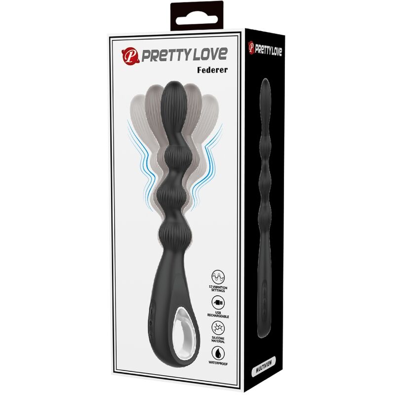 PRETTY LOVE - FEDERER ANAL VIBRATOR 12 VIBRATIONS BLACK