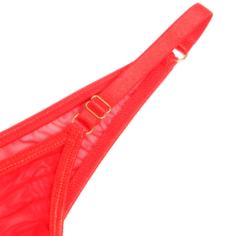 SUBBLIME - 955526 ENSEMBLE SOUTIEN-GORGE AVEC CHAÎNES ET CŒUR EN MAILLE ROUGE L/XL