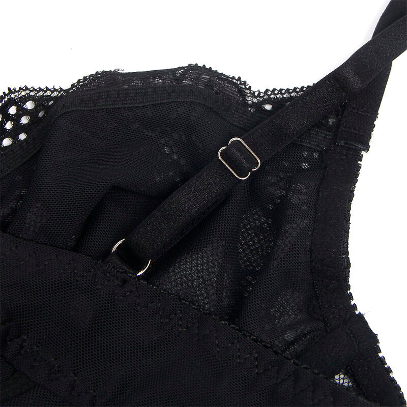 SUBBLIME - 955625 LACE BODYSUIT WITH BOTTOM CLOSURE BLACK L/XL