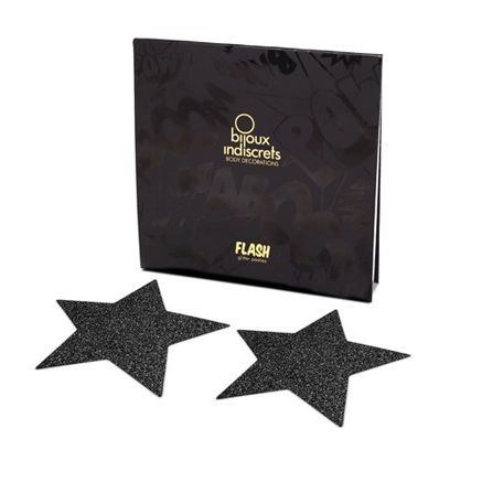 BIJOUX - PINZAS PARA PEZONES ESTRELLA NEGRA INDISCRETS FLASH