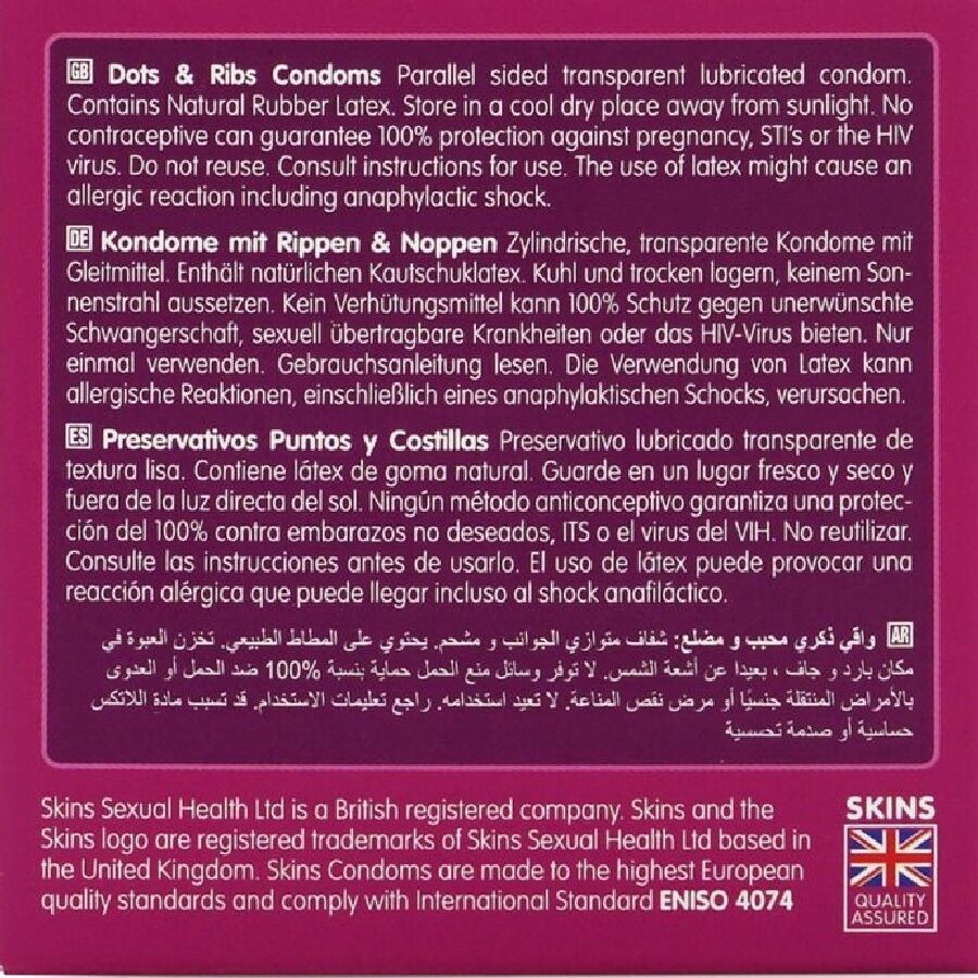 SKINS - DOTS & RIBS PREMIUM CONDOMS PACK 4