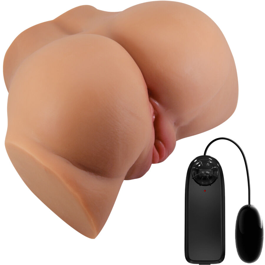CRAZY BULL - VIBRADOR EMILIA ASS CON VAGINA Y ANO REALISTAS CONTROL REMOTO CARNE