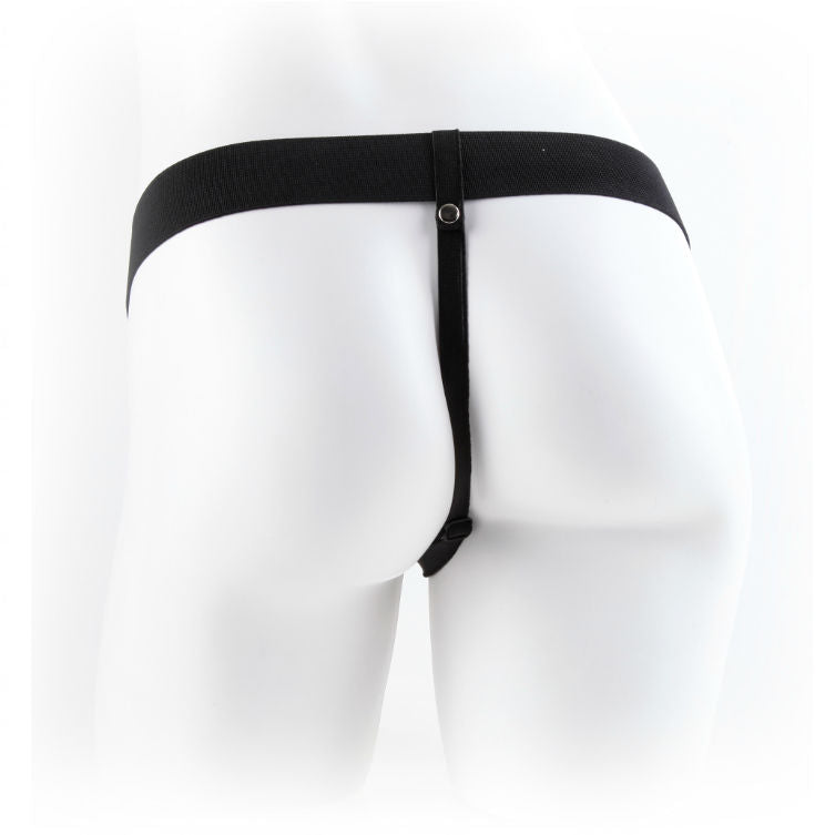 FETISH FANTASY SERIES - SÉRIE 9 HOLLOW STRAP-ON AVEC COUILLES 22,9 CM MARRON