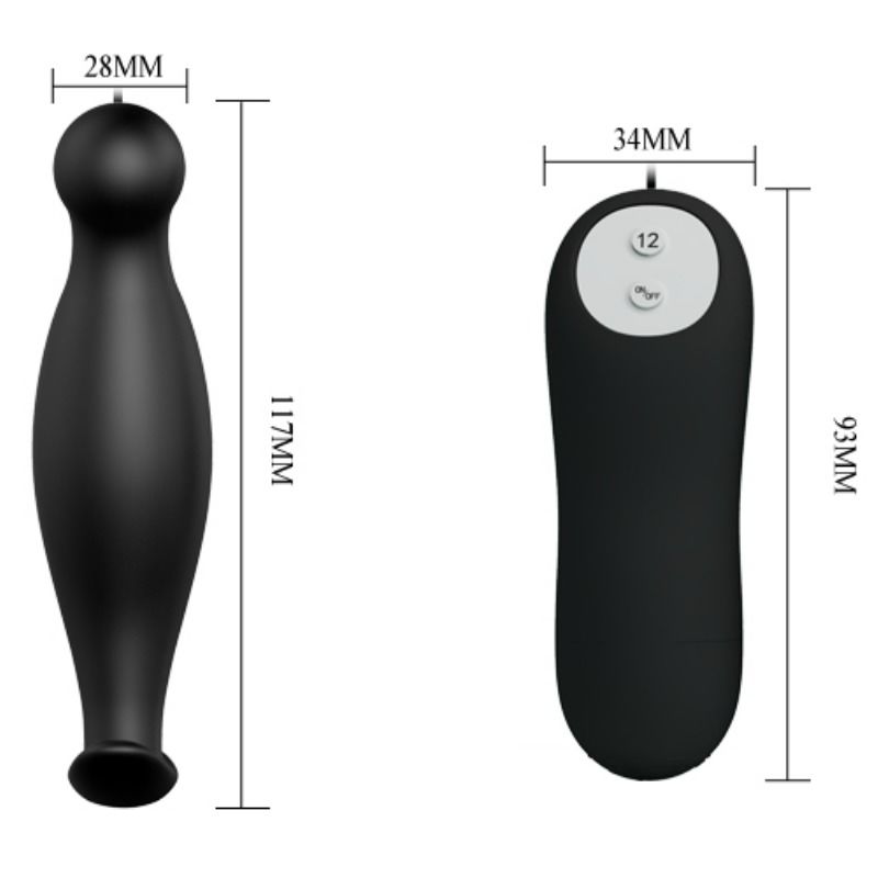 PRETTY LOVE - PLUG ANAL EN SILICONE 12 MODES DE VIBRATIONS NOIR
