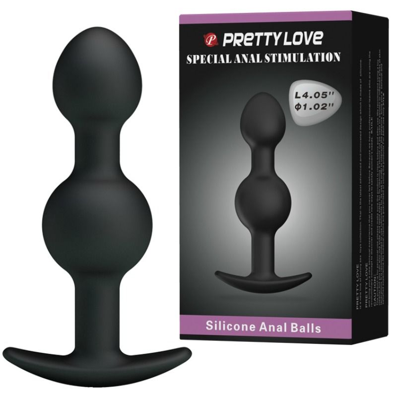 PRETTY LOVE - BOULES ANALES EN SILICONE SPÉCIALES À STIMULATION 10,3 CM NOIRES