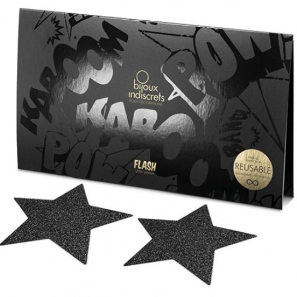 BIJOUX - PINZAS PARA PEZONES ESTRELLA NEGRA INDISCRETS FLASH