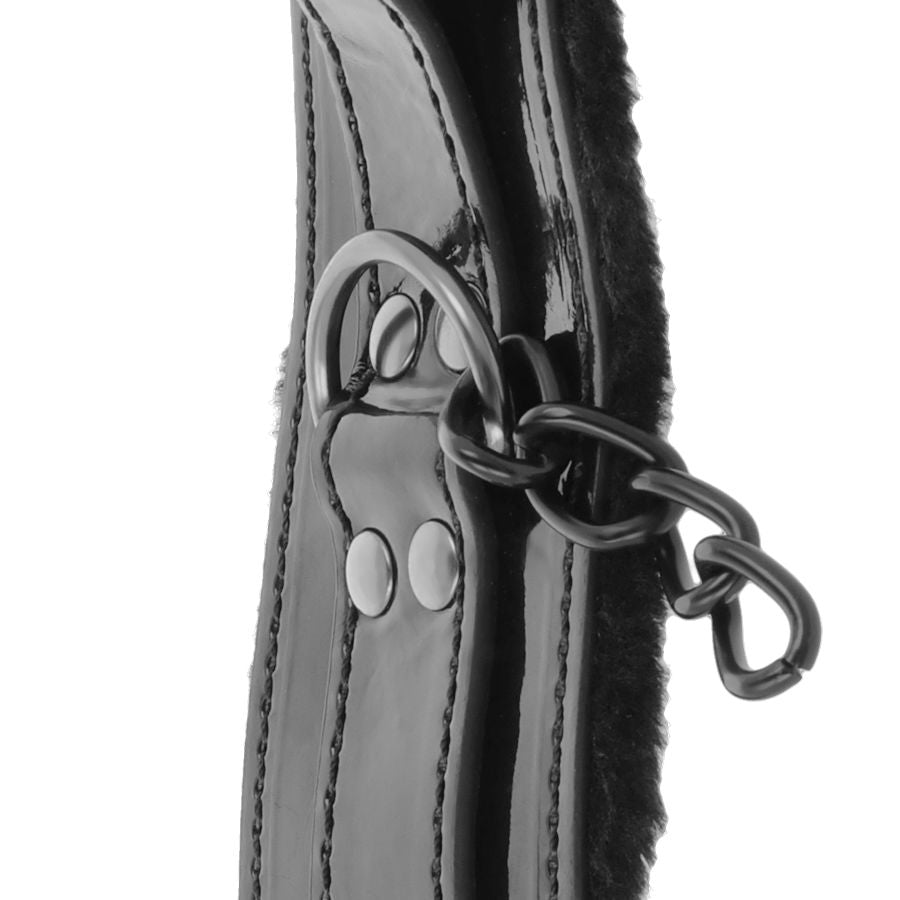 OBSCURITÉ - MENOTTES EN CUIR NOIR RÉGLABLES AVEC CADENAS
