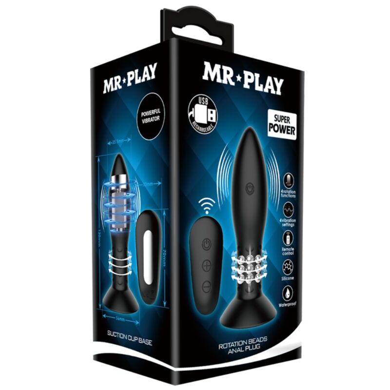 MR PLAY - ENCHUFE CON BOLAS GIRATORIAS NEGRAS CONTROL REMOTO